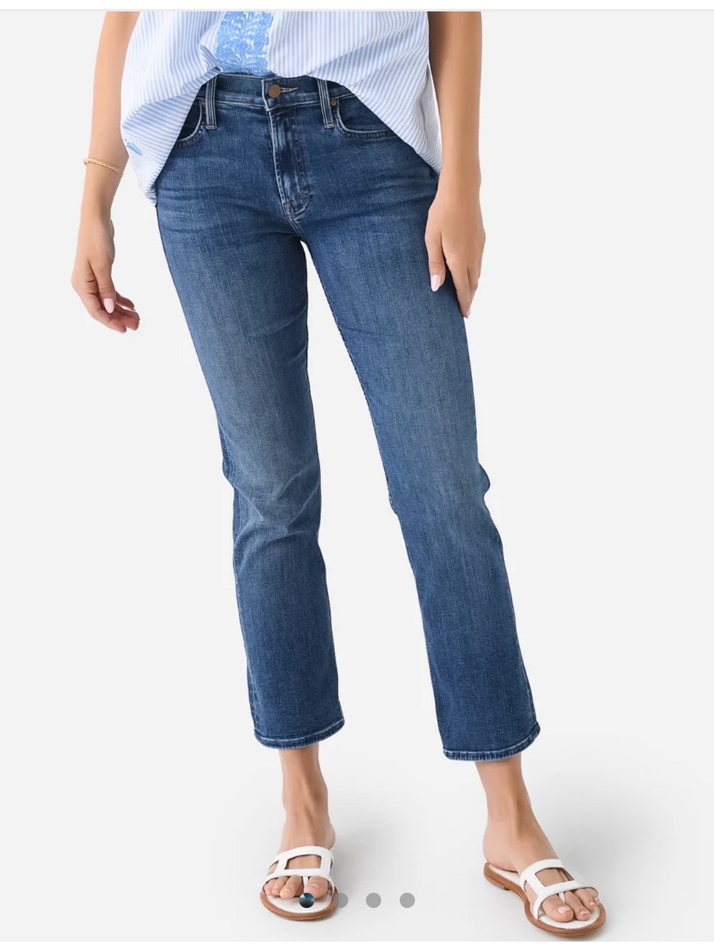 MOTHER the mid-rise rider ankle Straight Jeans in Medium Blue Wash (Right on)